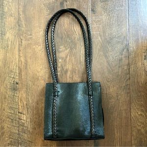 BALLY black leather mini structured shoulder bag, vintage, made in Italy